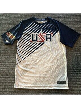 Boombah USA Flag Short Sleeve Polyester Shirt Red White Blue  Patriotic M